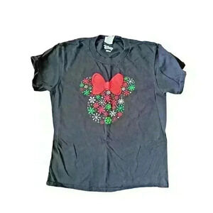 Disney Girls‎ Sz M Minnie Mouse Icon Holiday Snowflake Shirt